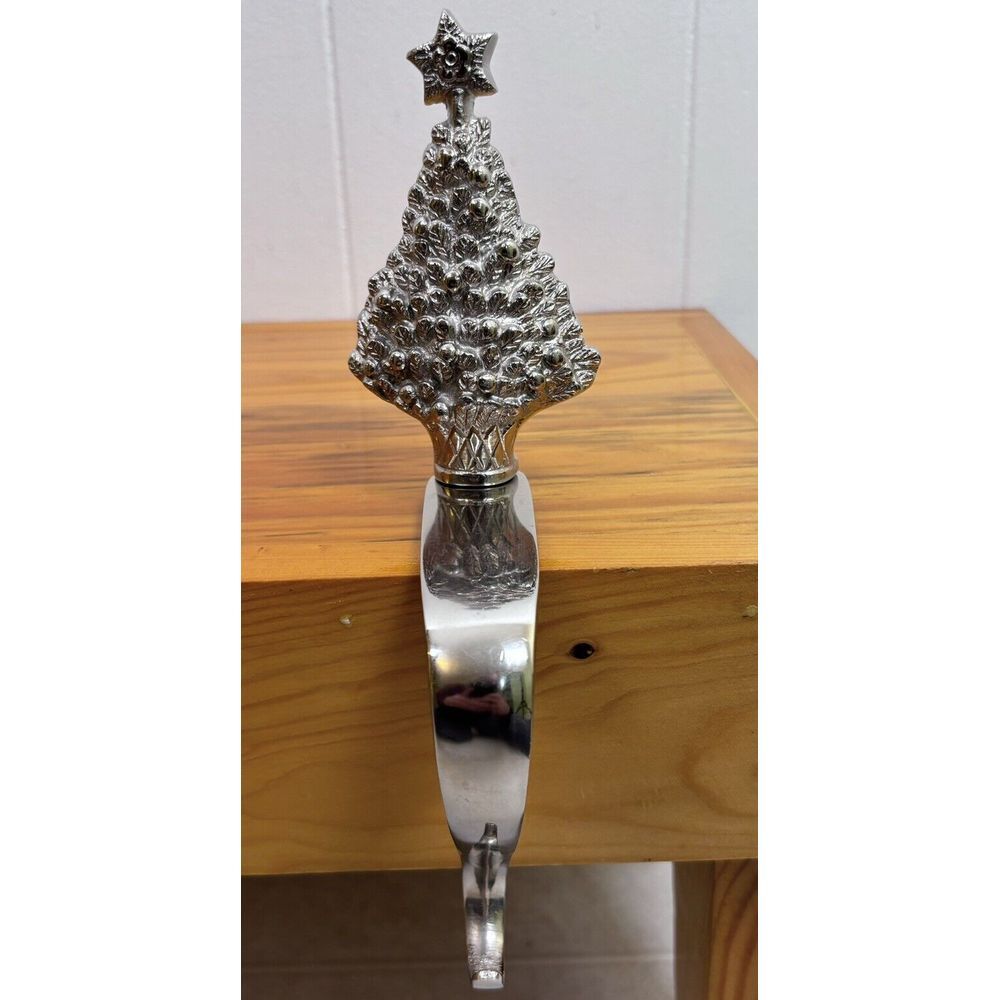 Silver Heavy Brass‎ Christmas Tree Holiday Stocking Hanger Holder